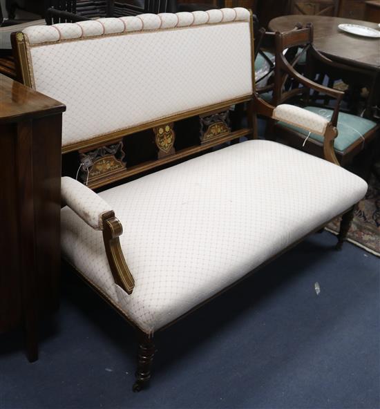 A late Victorian rosewood settee W.130cm